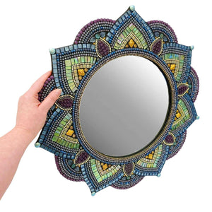 Mosaic Mirror - 21in Mandala (Plum) by Zetamari Mosaic Artworks