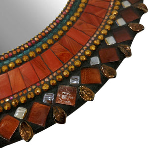 Mosaic Mirror - 13in Round (Red) by Zetamari Mosaic Artworks