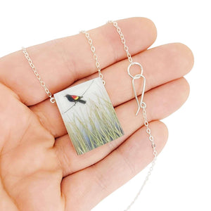 Necklace - Red Winged Blackbird (Sterling Silver) by Fernworks