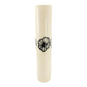 Vase - 8in Floral Cylinder with 22k Gold Accents by Hsieh Clay SF