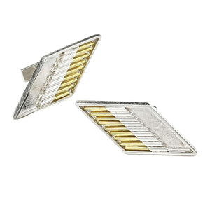 Cufflinks - Chevron in Bright Sterling Silver and 18k Yellow Gold by Dana C. Fear