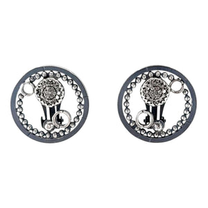 Earrings - Clip On - Pave Circles (Sterling Silver, Diamond) by 314 Studio