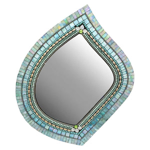 Mosaic Mirror - 16x18in Leaf (Seafoam) by Zetamari Mosaic Artworks