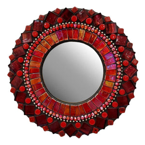 Mosaic Mirror - 7in Round (Ruby Red) by Zetamari Mosaic Artworks
