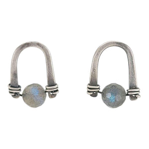 Earrings - Arc Studs (Labradorite) by Three Flames Silverworks