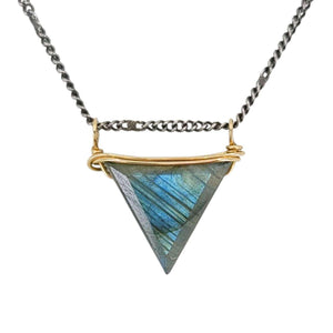 Necklace - Triangular Gem Slide Pendant (Labradorite) by Calliope Jewelry