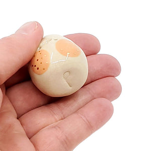 Figurine - Lucky Potato Bud Vase (Single Hole, Orange Cheeks, Gold Pointed Flower) by The Pottery Parade