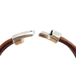 Bracelet - Hummingbird (Blue Ceramic, Tobacco Leather, Silver) by Diana Kauffman