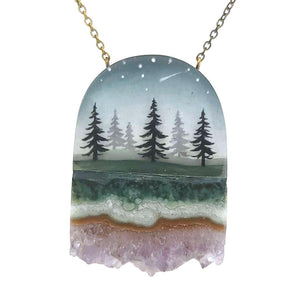Necklace - Pines Crystal (Amethyst) by Fernworks