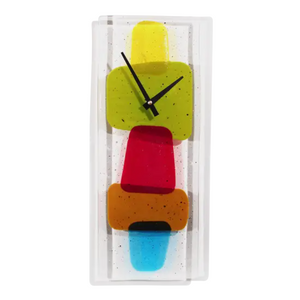 Wall Clock - Mid Mod in Fused Glass by Danielle Styles Glass