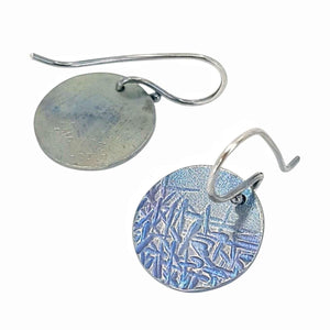 Earrings - Dangles - Round Striations (Titanium, Sterling Silver) by Taviametal