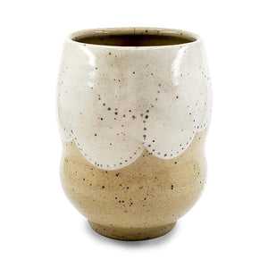 Vase - Curvy Wide Mouth (White Clouds) by Jennifer Fujimoto