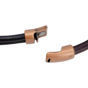 Necklace - Reversible - Midnight Sun (Black Leather, Copper, Ceramic) by Diana Kauffman Designs