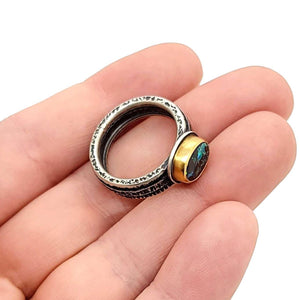 Ring - Size 7 - Boulder Opal in 22k Yellow Gold and Sterling Silver by Allison Kallaway
