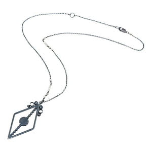 Necklace - Pave Open Frame Diamond Pendant (Sterling Silver, Diamond, Labradorite) by 314 Studio