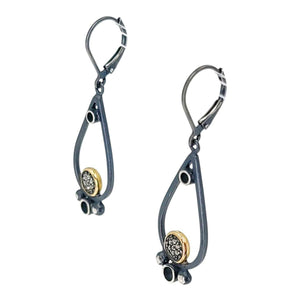 Earrings - Mixed Metal Pave Teardrop (14k Gold, Sterling Silver, Diamond) by 314 Studio