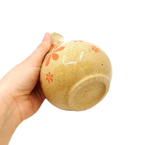 Vase - Small Pitcher (Red-Orange Floral) by Jennifer Fujimoto