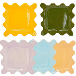 Dish - Square Squiggle Plate (Assorted Colors) by MUD WITCH