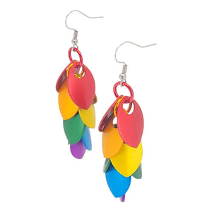 Earrings - Long Feather Cascade (Rainbow) by Rebeca Mojica