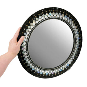 Mosaic Mirror - 19in Round (Ebony) by Zetamari Mosaic Artworks