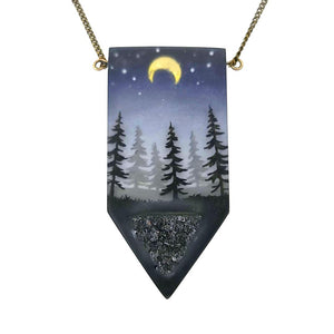 Necklace - Druzy Forest (Brass) by Fernworks