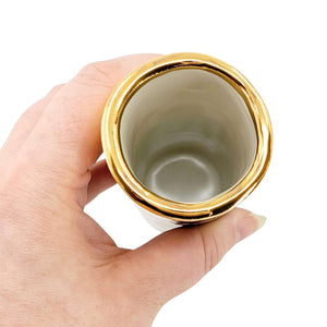 Vase - 6in Floral Cylinder with 22k Gold Solid Background (A) by Hsieh Clay SF