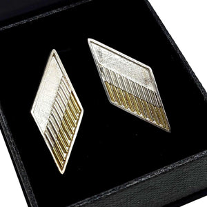 Cufflinks - Chevron in Bright Sterling Silver and 18k Yellow Gold by Dana C. Fear