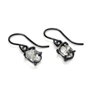 Earrings - Classic Herkimer Drops in Oxidized Sterling Silver by Storica Studio