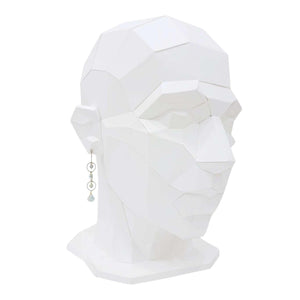 Earrings - Triple Circle Chain Dangles (Larimar, Pearl) by Calliope Jewelry