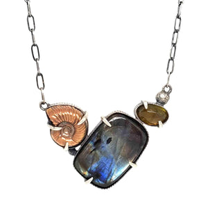 Necklace - Ammonite and Gemstone Composite by Una Barrett