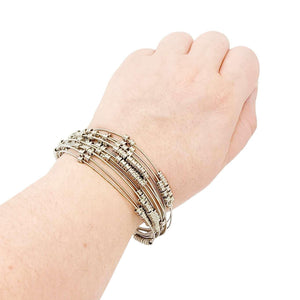 Bracelet - Fortissimo Fidget Guitar Strings Silver Beads (M or L) by High Strung Studios