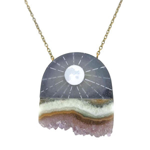 Necklace - Moon Rays Crystal (Brass) by Fernworks