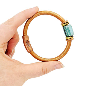 Bracelet - Tuscan Sunset (Copper Leather, Mixed Metals, Ceramic) by Diana Kauffman Designs