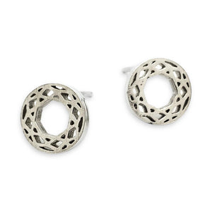 Earrings - Small Brilliant Cut Shiny Sterling Posts by La Objeteria