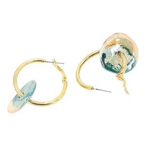 Earrings - Ceramic Ring Hoops (Ocean Sunrise) by Diana Kauffman