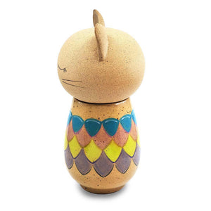 Kokeshi Jar - Small - Peaceful Kitty Cat (Colorful Scales) by Jennifer Fujimoto
