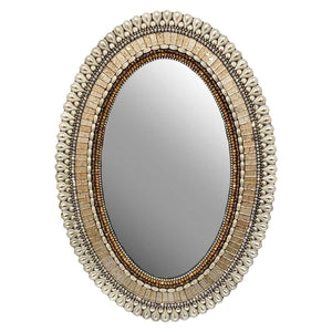 Mosaic Mirror - 14x20in Oval (Pewter Drop) by Zetamari Mosaic Artworks
