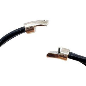 Necklace - Storm (Gray Ceramic, Black Leather, Silver) by Diana Kauffman