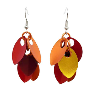 Earrings - Short Leafy Cascade (Autumn Leaves) by Rebeca Mojica