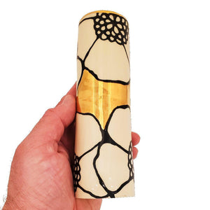 Vase - 6in - Floral Cylinder with 22k Gold Solid Background (B) by Hsieh Clay SF