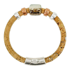 Bracelet - Surf and Sand (Ocean Blue Ceramic, Silver Cork Leather, Silver) by Diana Kauffman