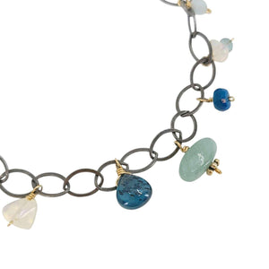 Bracelet - Dainty Gemstone Drops (Opal, Kyanite, Aquamarine) by Calliope Jewelry