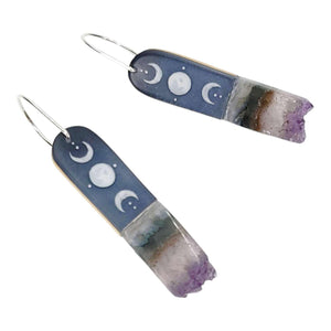 Earrings - Crystal Moons Drops by Fernworks