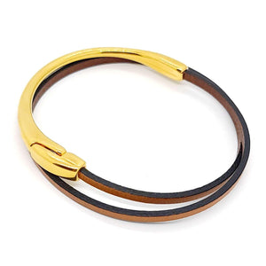 Bracelet - Skinny Breakaway in Whiskey Leather with Silver, Copper, or Gold (7in) by Diana Kauffman Designs