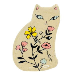 Ring Dish - Floral Cat (Blue Eyes) by Erika Rier