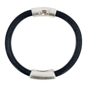 Bracelet - Classic (Black Leather, Silver) by Diana Kauffman