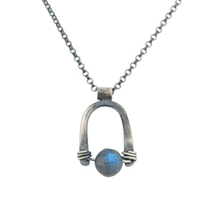 Necklace - Arc Pendant (Labradorite) by Three Flames Silverworks