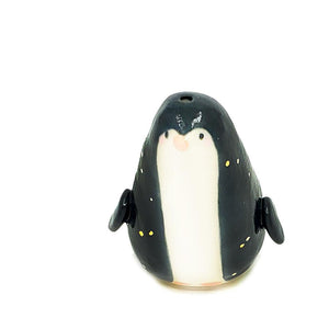 Figurine - Penguin Tiny Bud Vase (Single Hole, Black and White) by The Pottery Parade