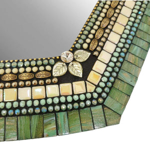 Mosaic Mirror - 22x24in Leaf (Jade Cream) by Zetamari Mosaic Artworks
