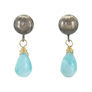 Earrings - Round Post Drops (Larimar) by Calliope Jewelry